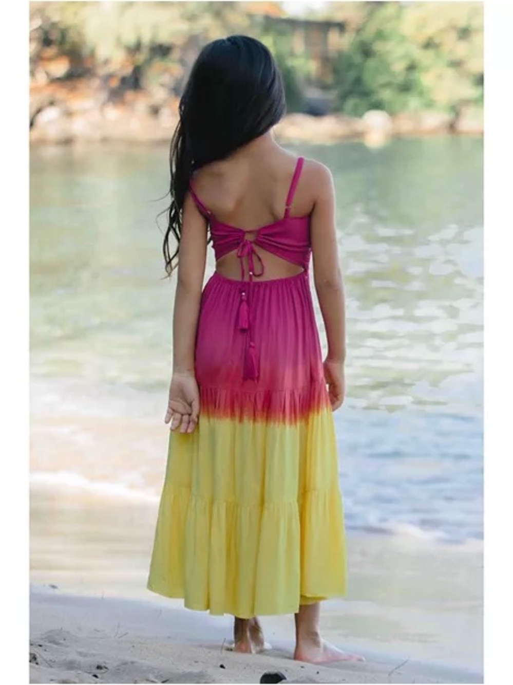Tiare Hawaii Pink to Yellow Ombre Tie-Back Maxi Dress